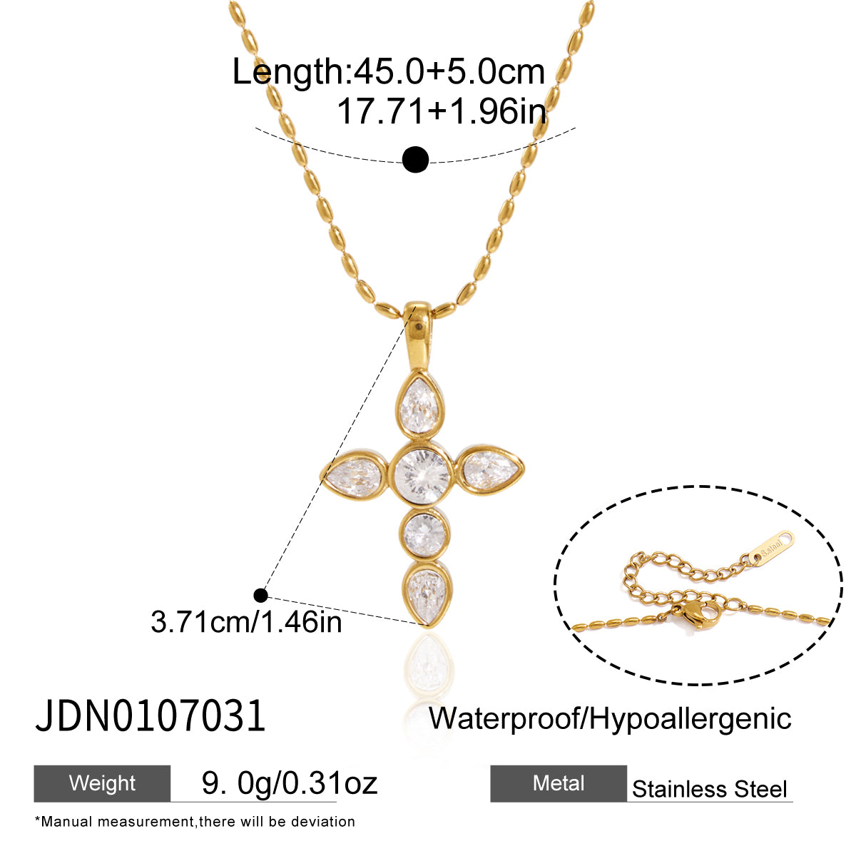 Classical Zircon Cross Necklace Earring