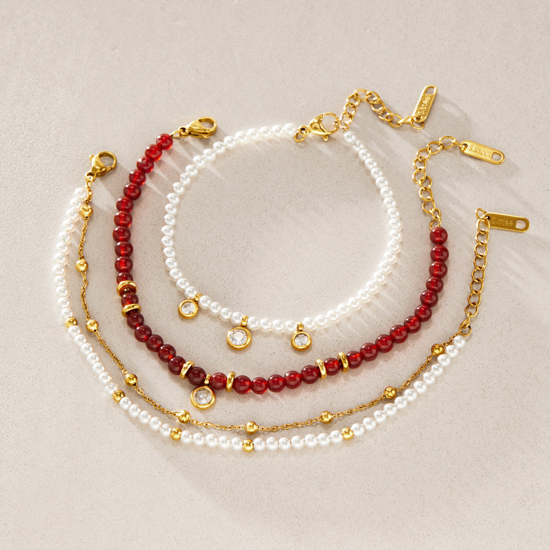 Layered Agate Beaded Bracelet