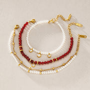 Layered Agate Beaded Bracelet