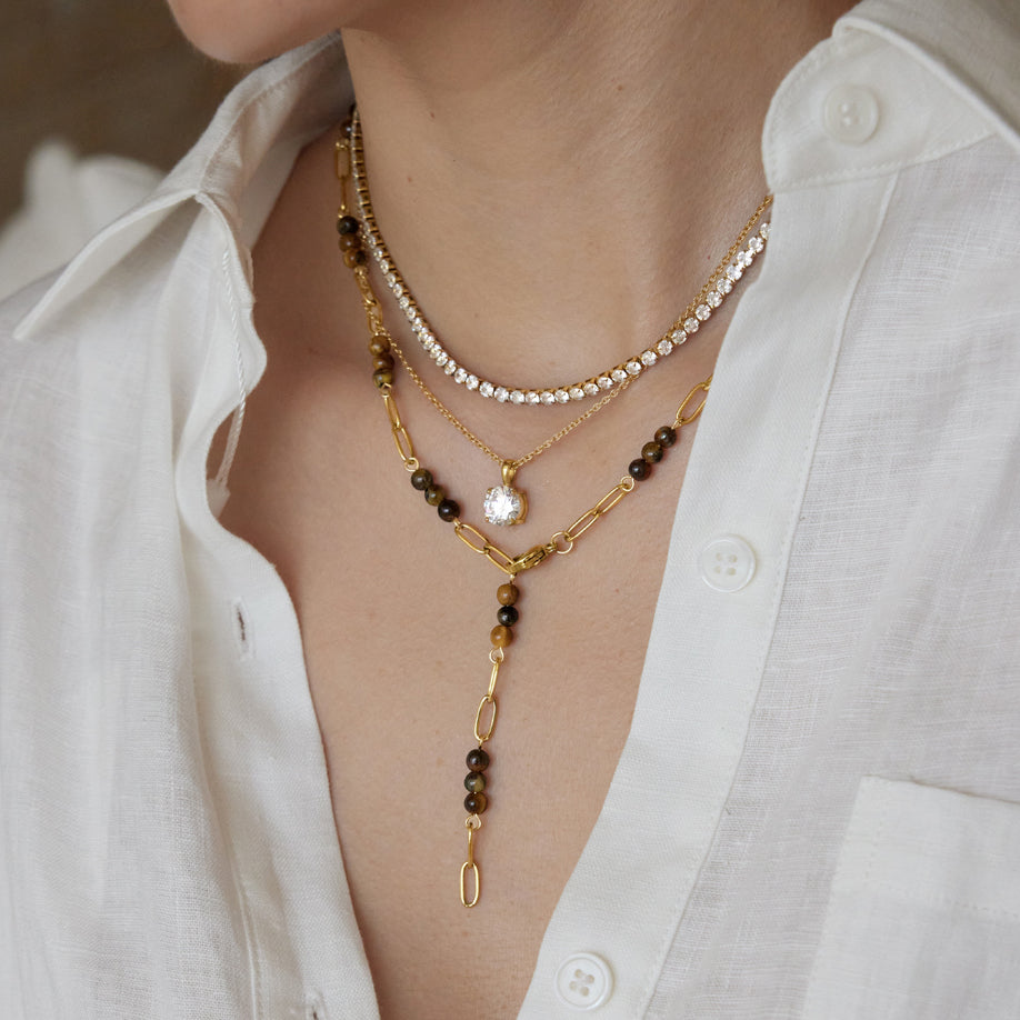 Natural Tiger's Eye Beaded Necklace