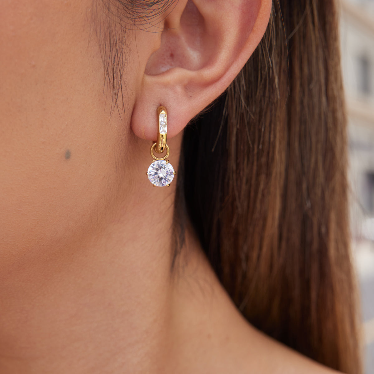  Delicate Zircon Pendant Earring
