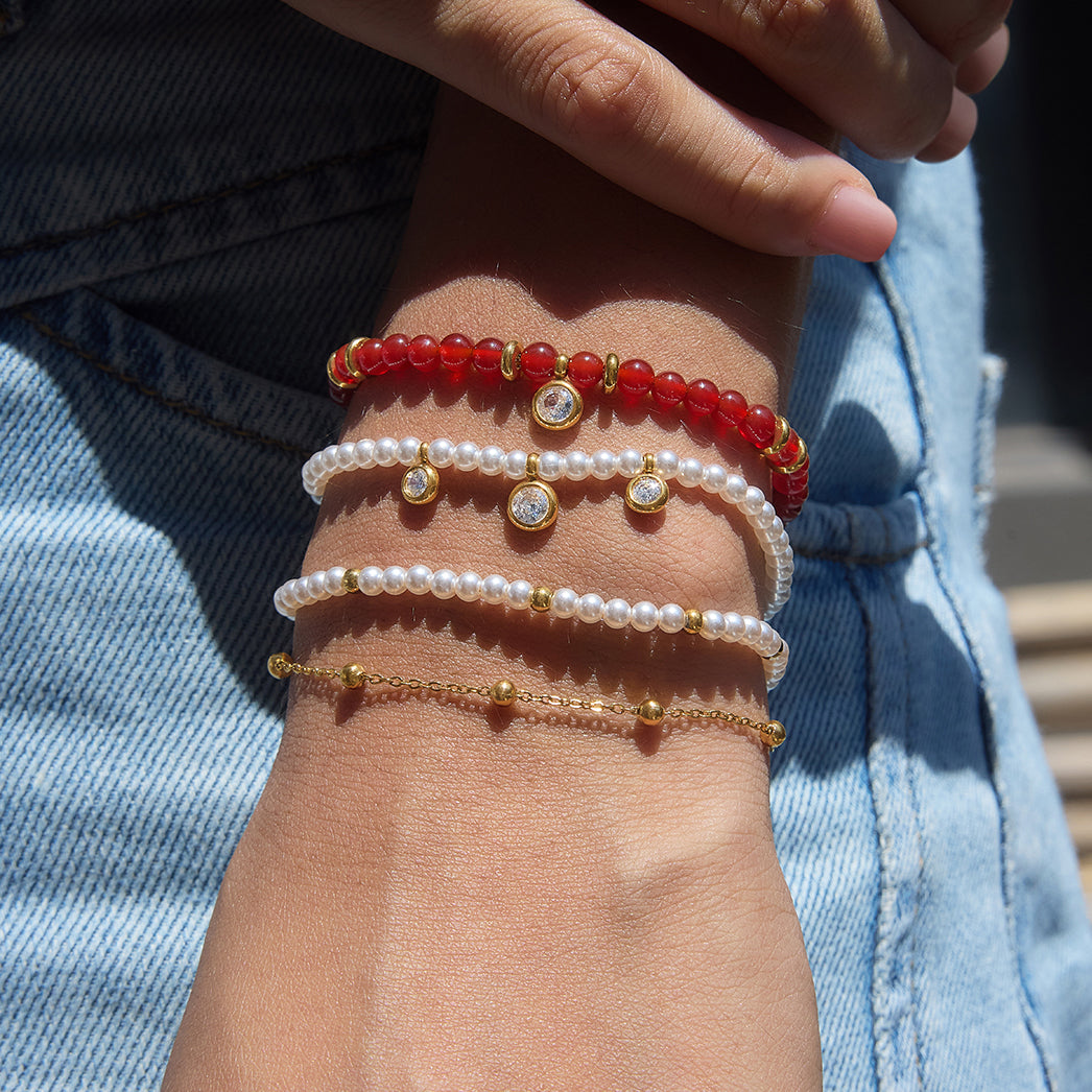 Layered Agate Beaded Bracelet