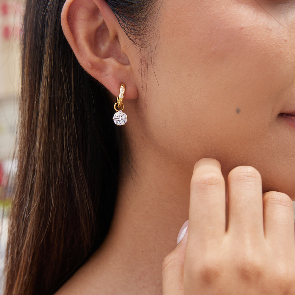  Delicate Zircon Pendant Earring
