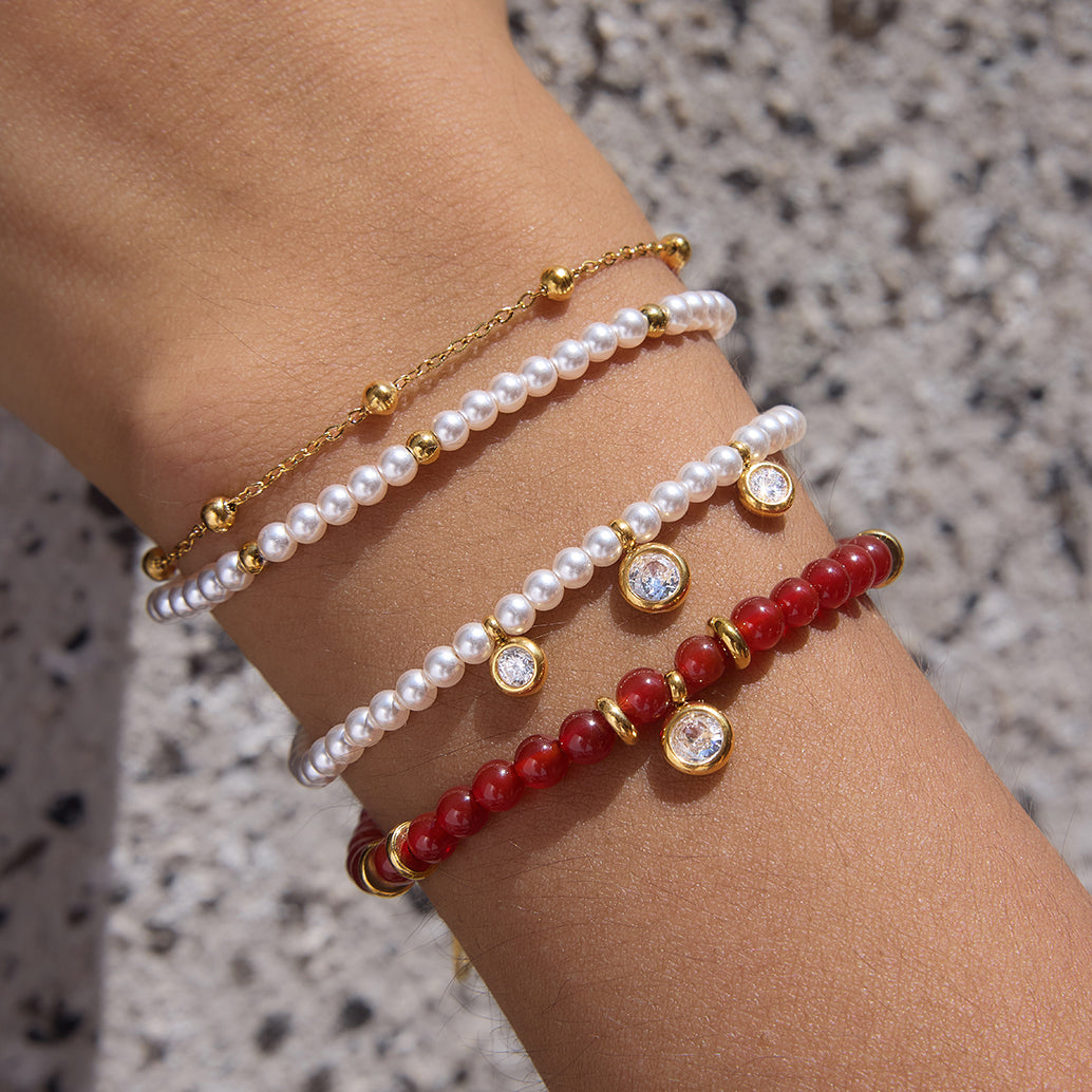 Layered Agate Beaded Bracelet