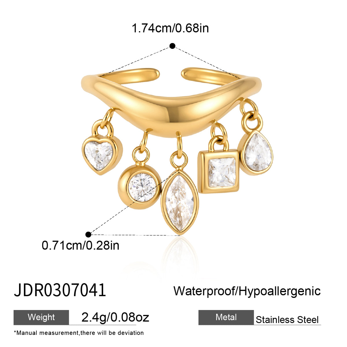 Classic Zircon Tassel Ring