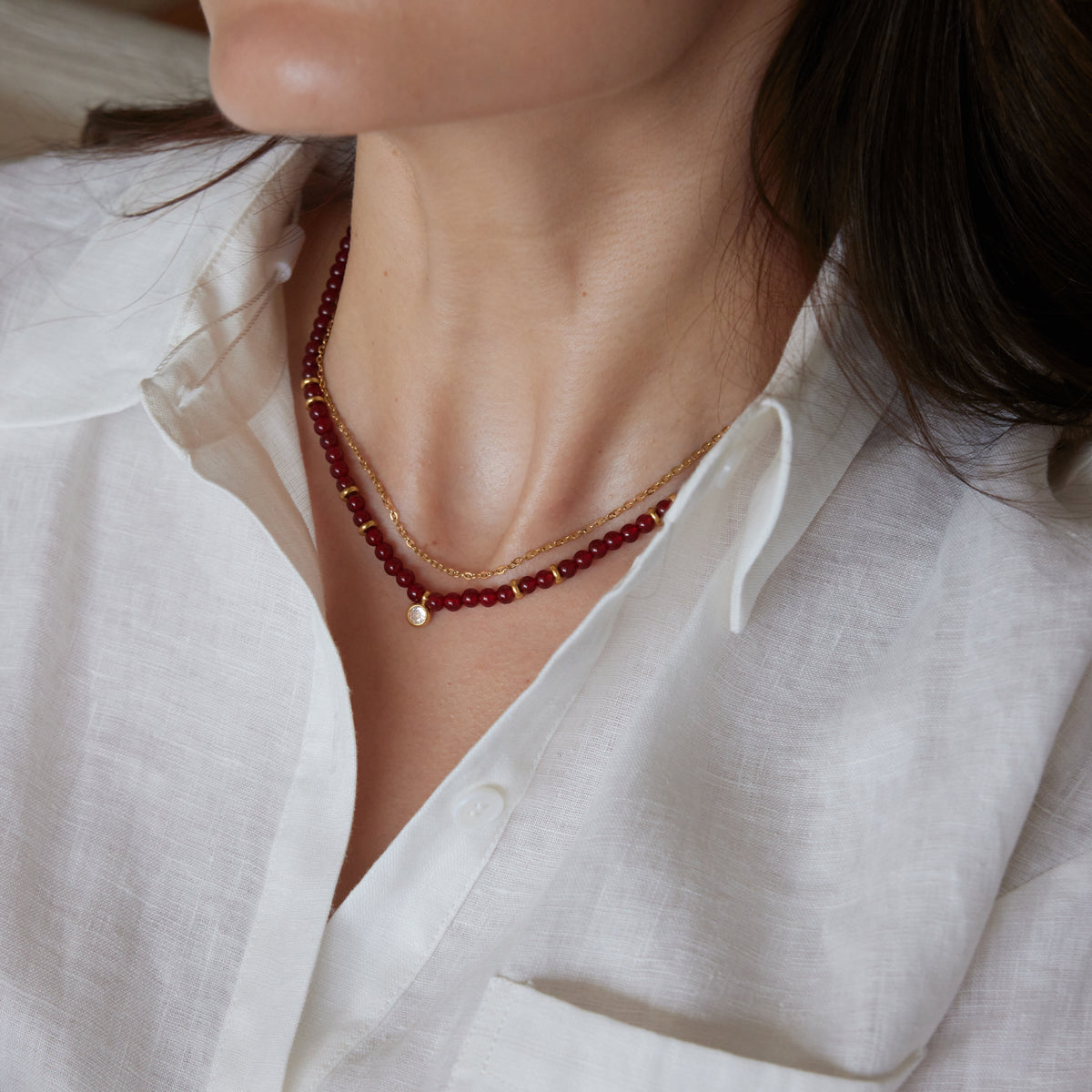 Boho Layered Agate Beaded Necklace