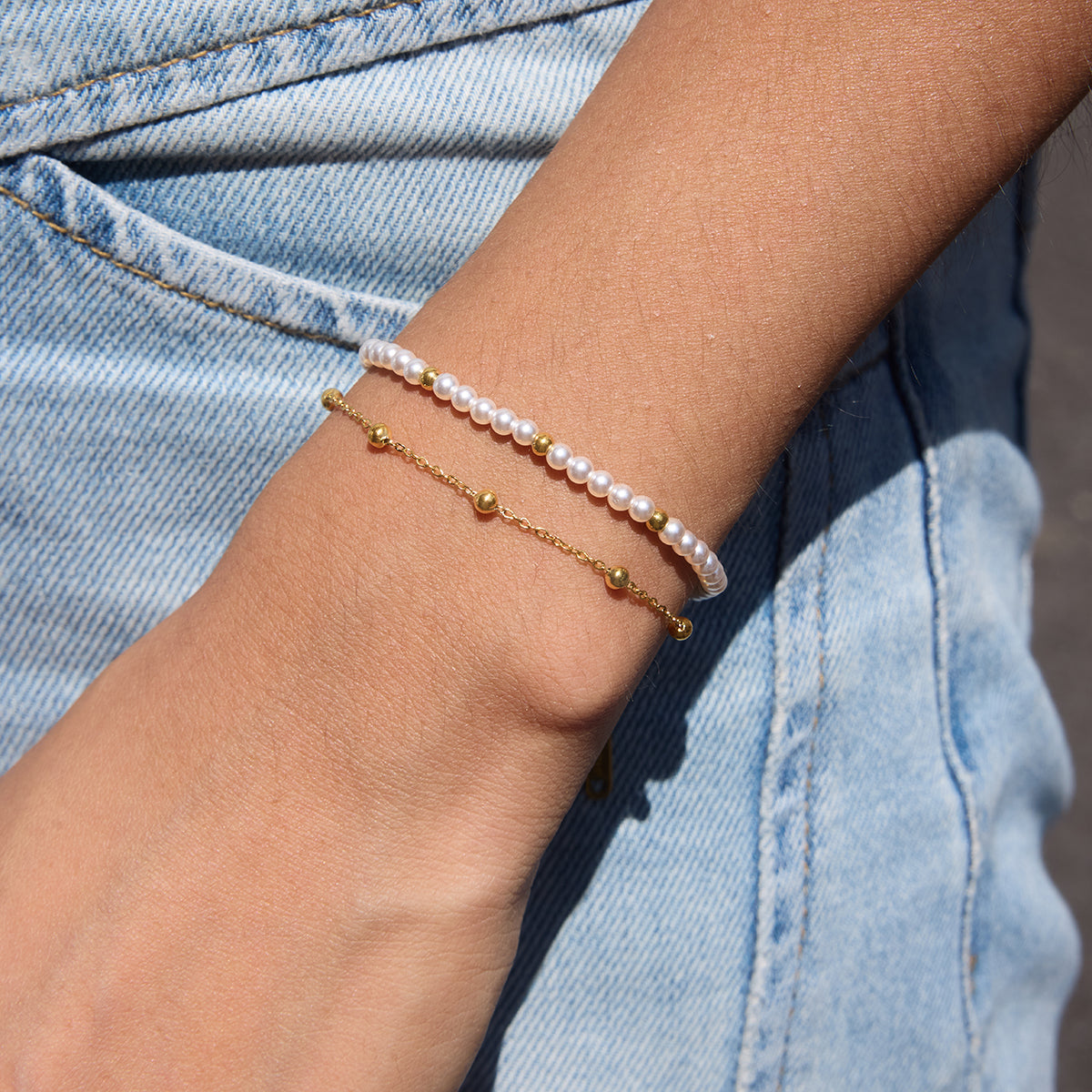 Layered Agate Beaded Bracelet