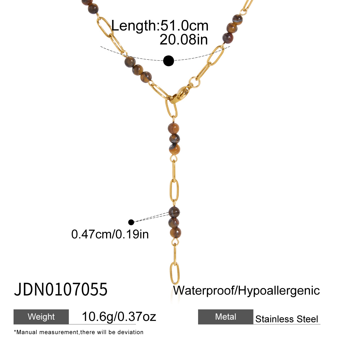 Natural Tiger's Eye Beaded Necklace