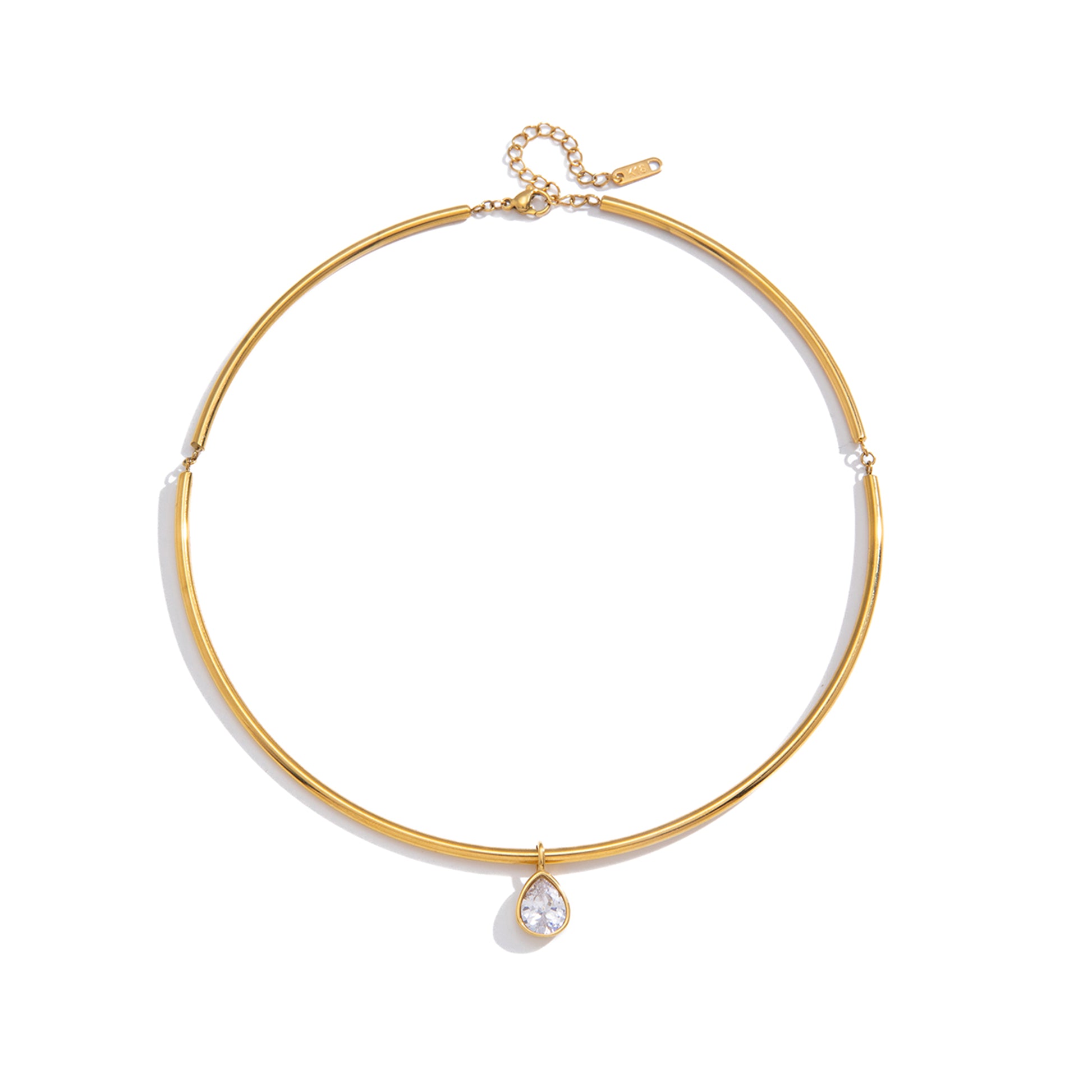 Classic 18K Gold Stainless Steel Simple Minimalist Wave Twisted Chain Paper Clip Hollow Heart Chain Paper Link Necklace