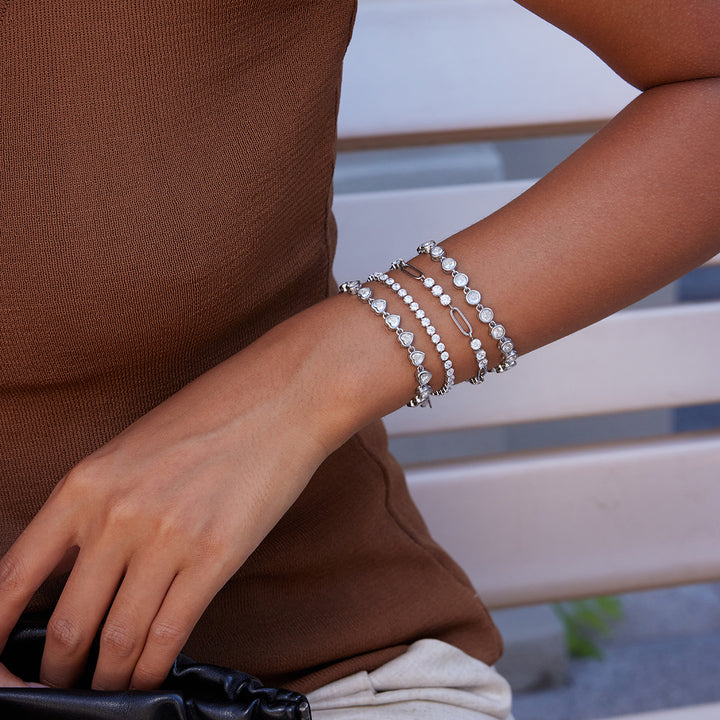 J&D Sports and Leisure Steel Stainless Steel 18K Gold Plating Zirconia Chain Tennis Chain Bracelet