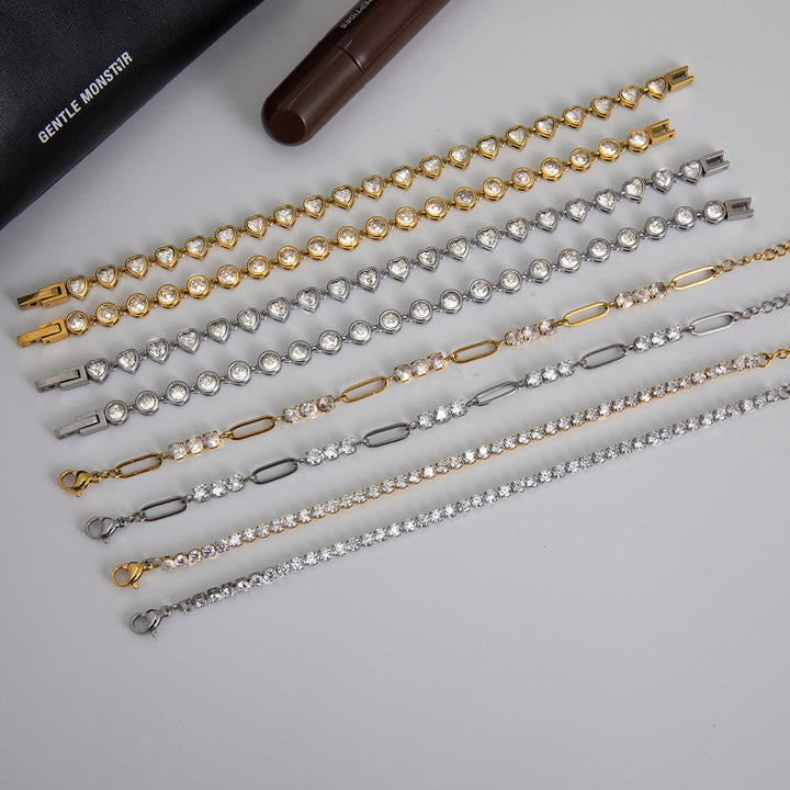J&D Various Shape Sports and Leisure Stainless Steel Zircon Tennis Chain Bracelet