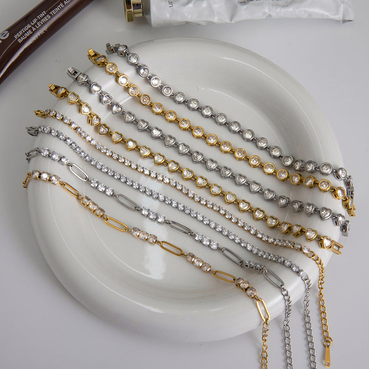 J&D Various Shape Sports and Leisure Stainless Steel Zircon Tennis Chain Bracelet