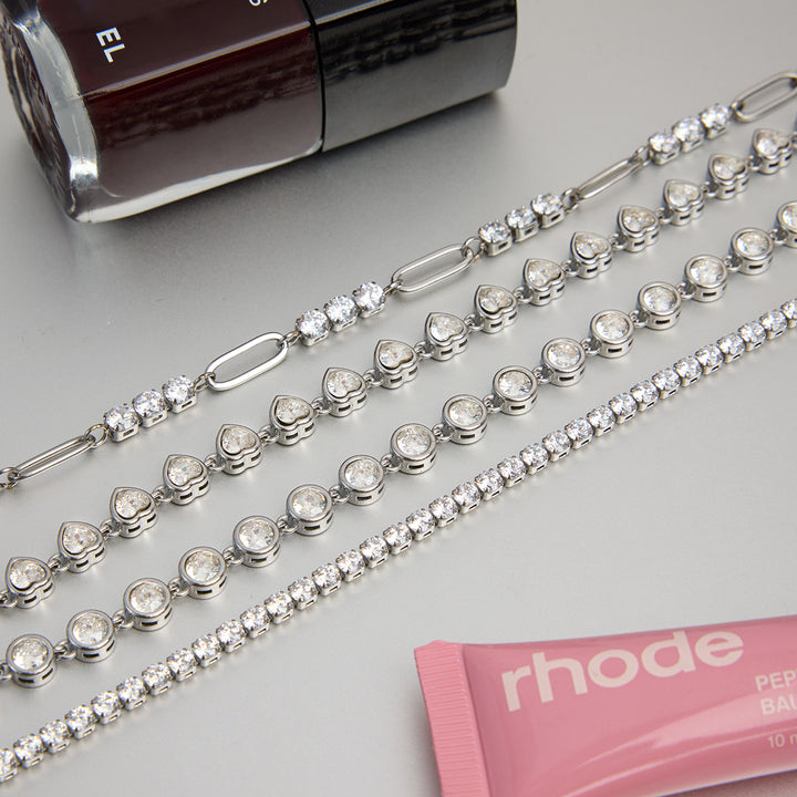 J&D Sports and Leisure Steel Stainless Steel 18K Gold Plating Zirconia Chain Tennis Chain Bracelet