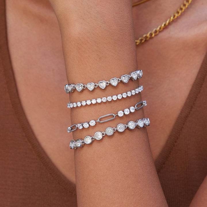 J&D Various Shape Sports and Leisure Stainless Steel Zircon Tennis Chain Bracelet