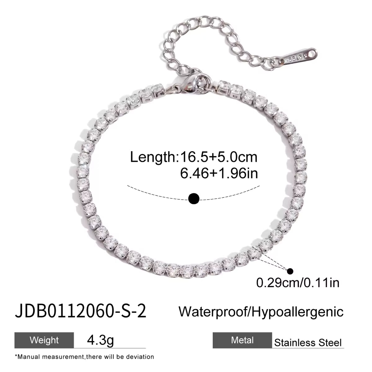 Various Shape Sports and Leisure Stainless Steel Zircon Tennis Chain Bracelet