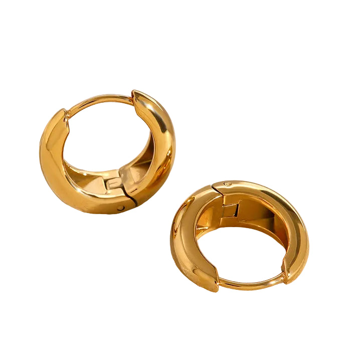 J&D Geometric Jewelry 18K Gold Plated Earrings Stainless Steel Waterproof High Polish Huggie Hoop Earring for Girls