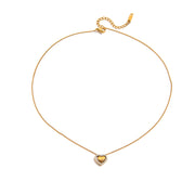 J&D 18K PVD Gold Plate Stainless Steel Necklace Romantic White Zircon Hollow Heart Pendant Necklace