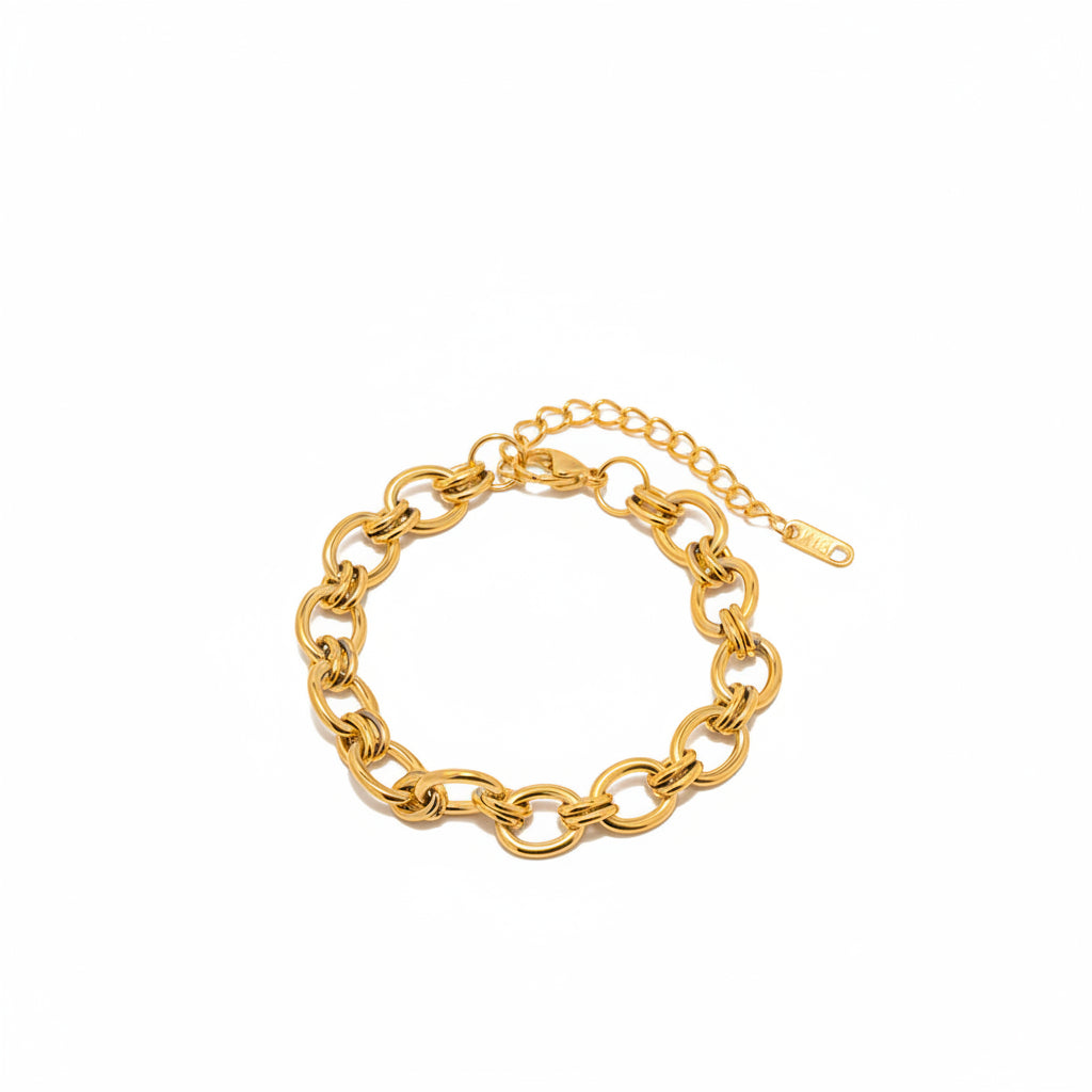 New Arrival Jewelry 18K Gold Plated Stainless Steel Oval Cross Jewelry Bracelet for Women