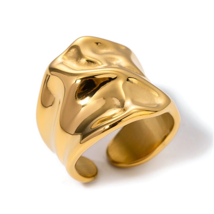 J&D Jewelry Simple 18K PVD Gold Plated High Polish Stainless Steel Statement Chunky Heart Finger Ring