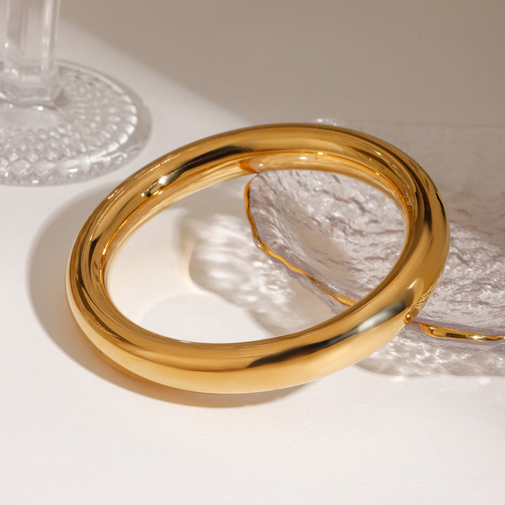 Modern and Simple 18k Gold Stainless Steel 10MM Simple Plain Ring Lady Style High-end Round Bracelet