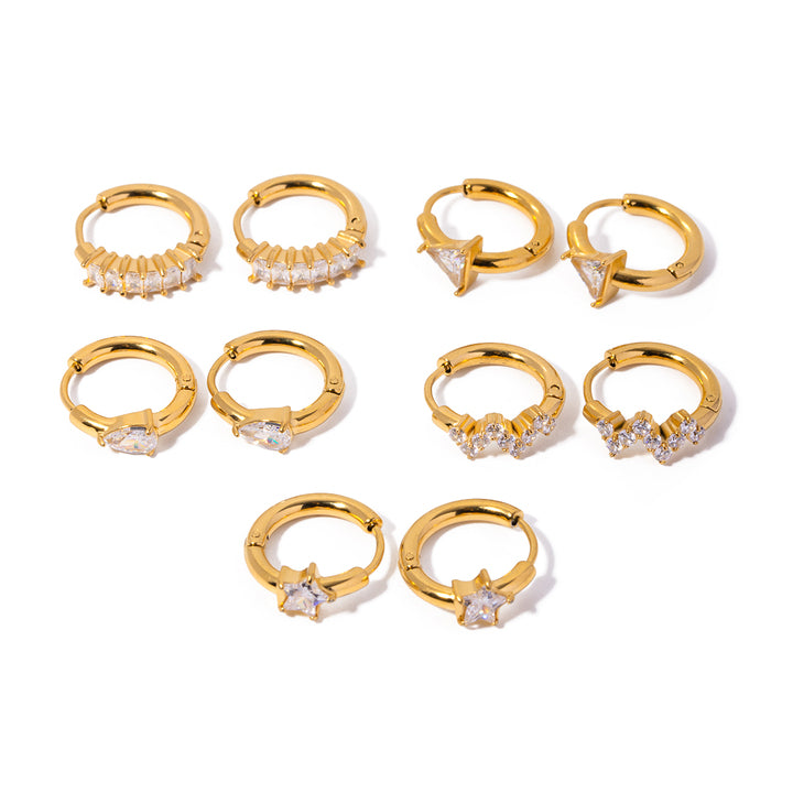 J&D Jewelry 18K Gold Plated Earrings Stainless Steel Waterdrop CZ Zircon Huggie Earring for Girls