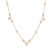 J&D 18K PVD Gold Plate Stainless Steel Necklace Waterproof Classic White Teardrop Zircon O-Chain Necklace