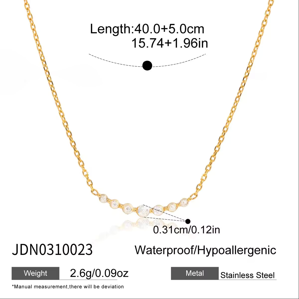 CZ Stone Layered Necklace Stainless Steel Gold Tone Dainty Minimalist Setting Polishing Trendy Gift Daily Wear Party Women