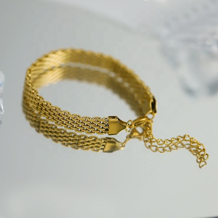 Geometric Watchbelt Stainless Steel Jewelry Hip Hop 8mm Belt Chain Bracelets for Women Men Wearing
