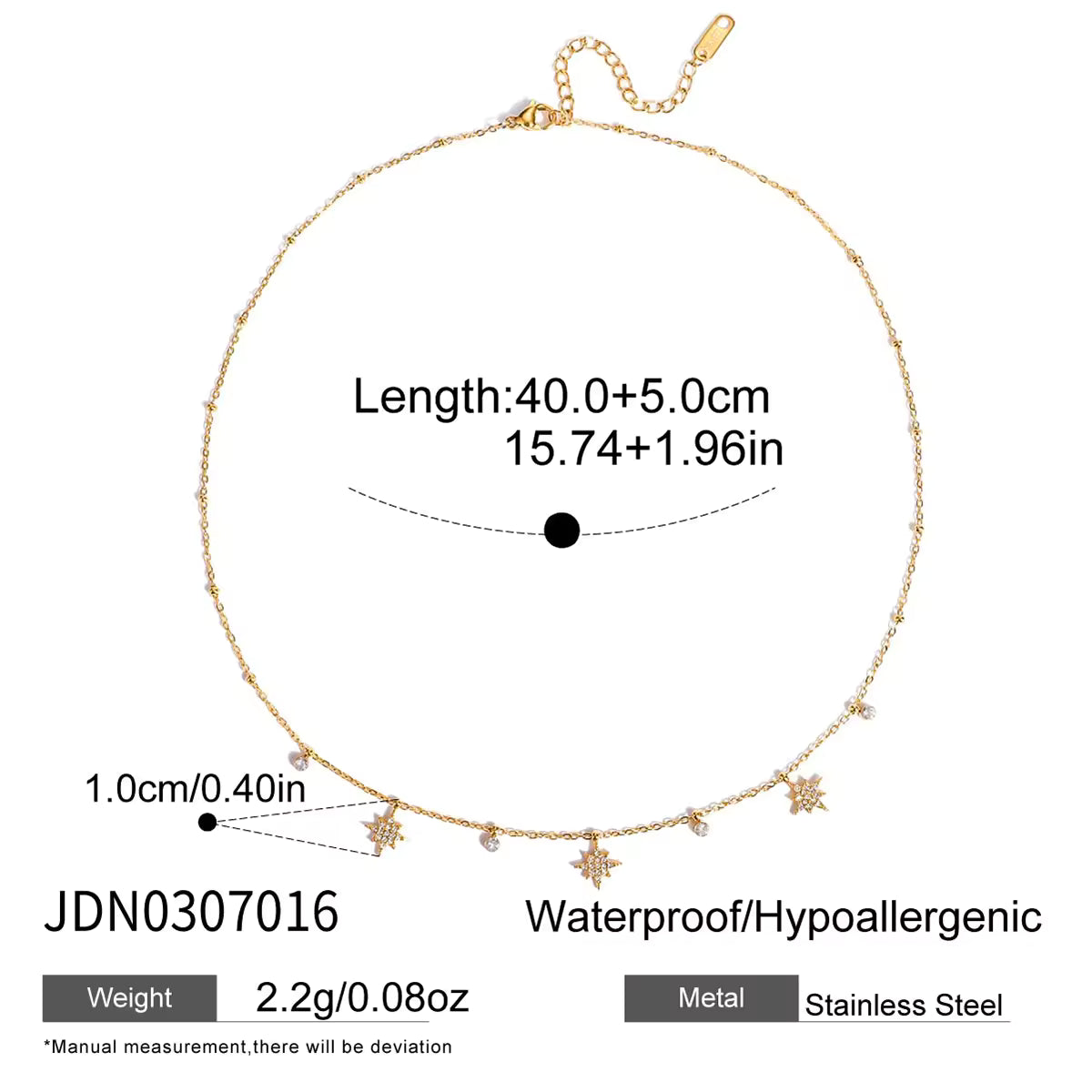 Classic 18K Gold Stainless Steel Rhinestone Cross Diamond Cup Small Pendant Clip Bead Chain Necklaces