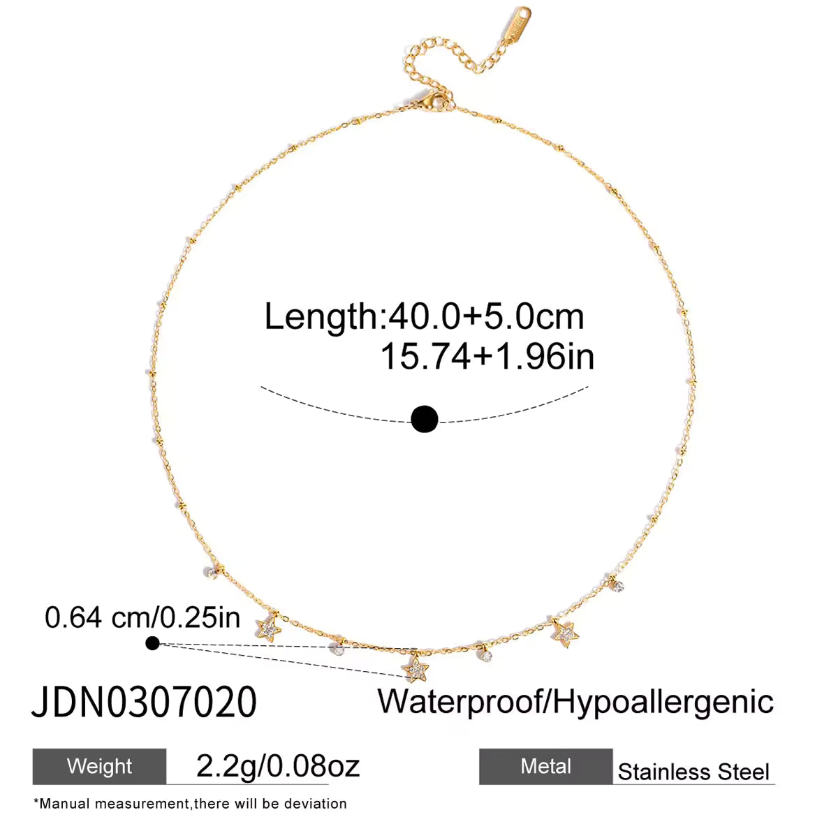 Classic 18K Gold Stainless Steel Rhinestone Cross Diamond Cup Small Pendant Clip Bead Chain Necklaces