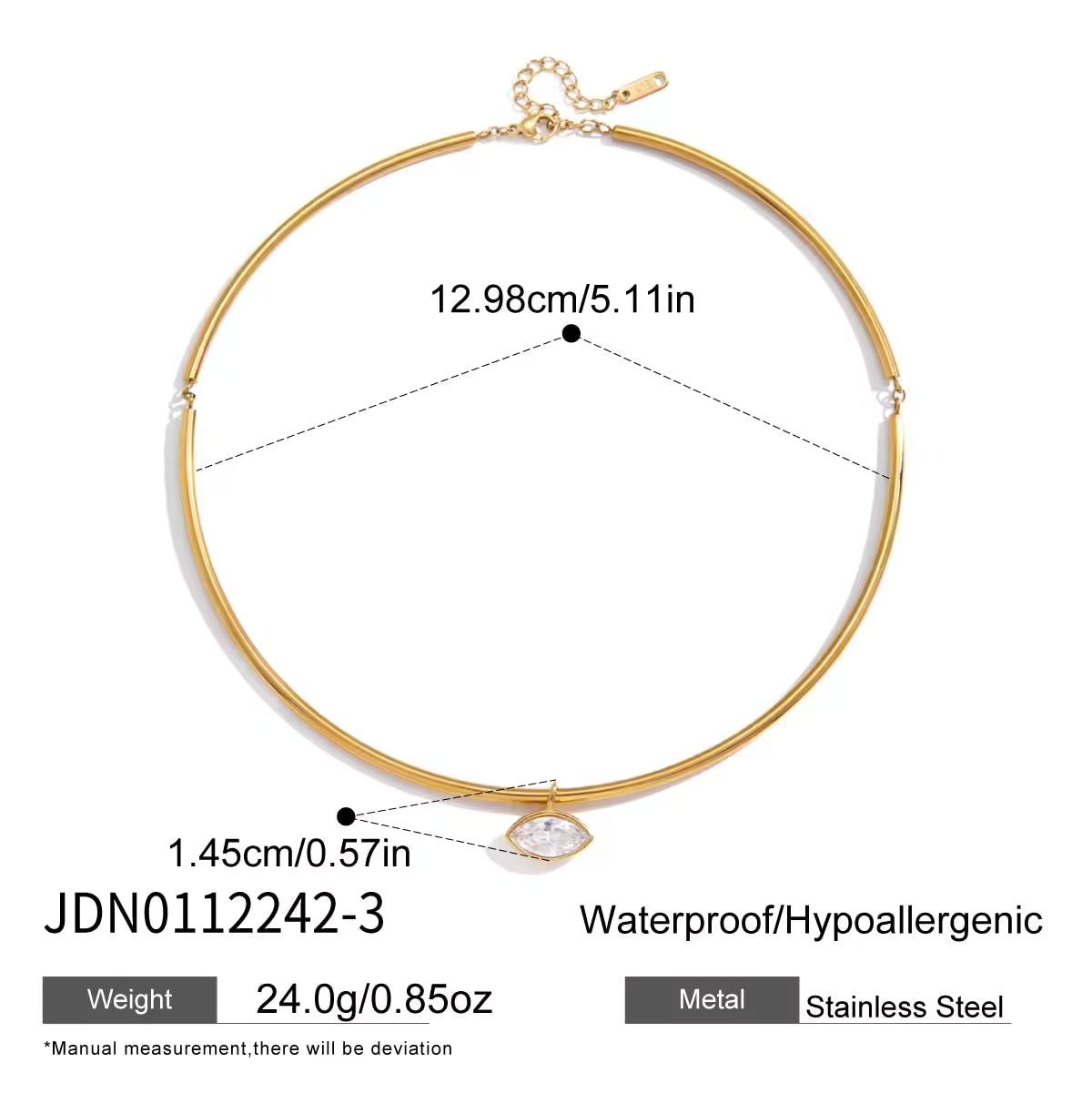 Classic Chic 18K Gold Stainless Steel Necklace White Various Shapes Zircon Pendant Necklaces