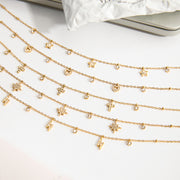 J&D Classic 18K Gold Stainless Steel Rhinestone Cross Diamond Cup Small Pendant Clip Bead Chain Necklaces
