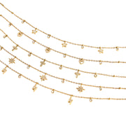 J&D Classic 18K Gold Stainless Steel Rhinestone Cross Diamond Cup Small Pendant Clip Bead Chain Necklaces