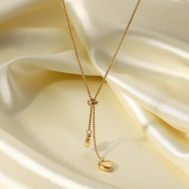 Cheap Y-shaped Stainless Steel Jewelry Party Gift Soft 14K Gold Rope Chain Love Heart Pendant Necklace Girls