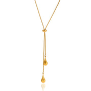 J&D 18K Gold Plate Stainless Steel Necklace Classic Minimalist Drop Pendant Adjustable Y-shaped Chain