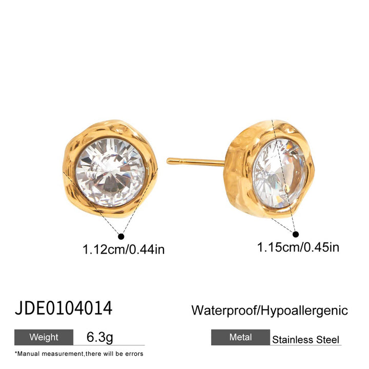 J&D Cute and Romanic Style Stainless Steel Classic Round White Zircon Stud Earring