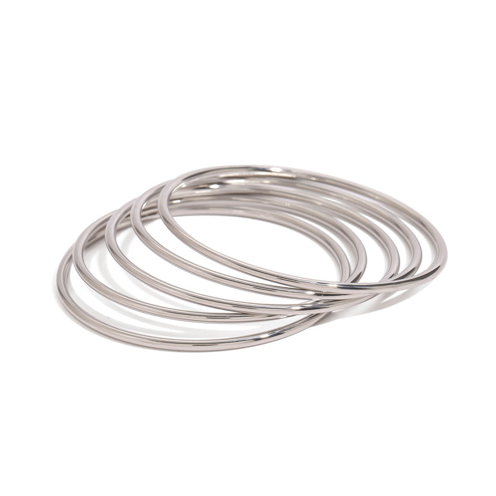 J&D 18k Gold Stainless Steel Bangle 5pcs Set Gold Silver Color Bangle Women
