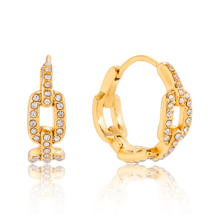 J&D Elegant Sparkling Earrings for Women 18K PVD Plated Stainless Steel with White Zirconia CZ Stones Dainty Everyday Jewelry
