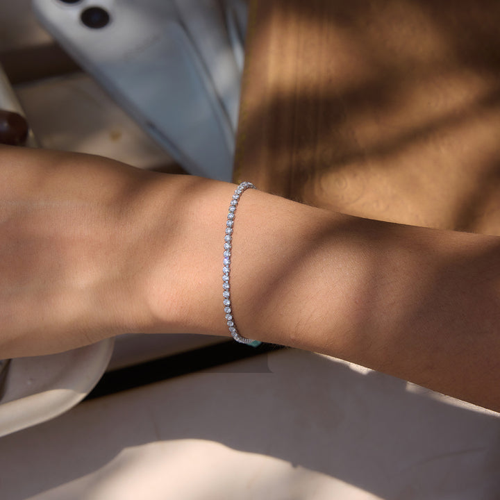 J&D Jewelry Stainless Steel Bracelet Tarnish Free Waterproof 2mm Zirconia Tennis Bracelet for Women Jewelry