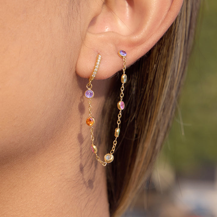 J&D Colorful White Crystal Tassel Earrings Classic Gold Tone Earrings for Women