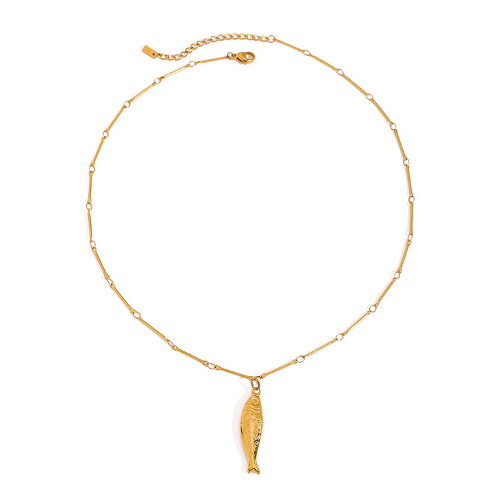 J&D Ocean Fish Summer Beach Waterproof 18K Real Gold Plated Stainless Steel Pendant Necklace