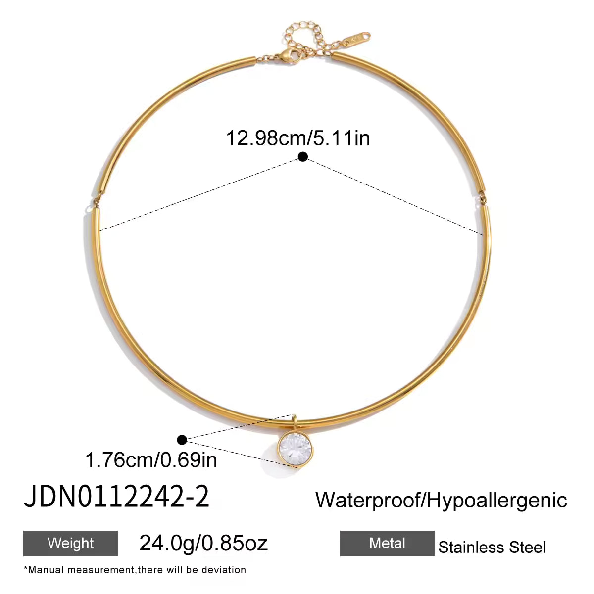 Classic Chic 18K Gold Stainless Steel Necklace White Various Shapes Zircon Pendant Necklaces