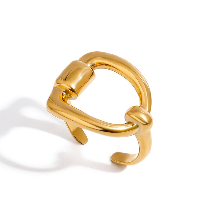 J&D 18K Gold Minimalist Jewelry Design Stainless Steel Letter D Open Ring