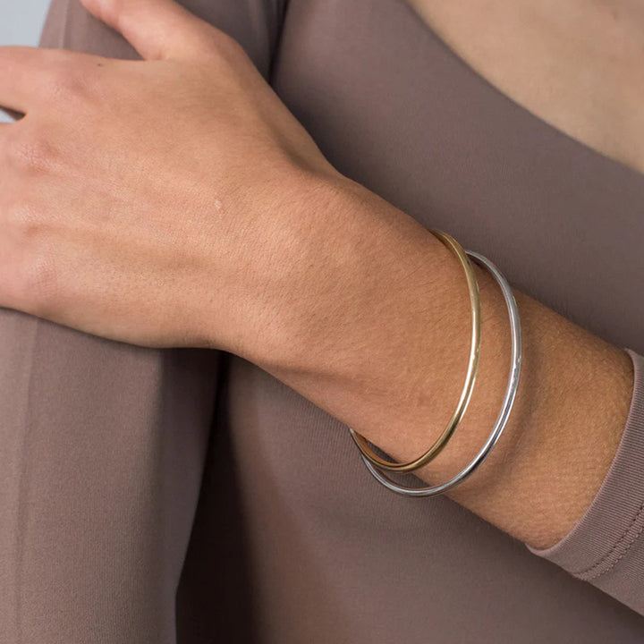 J&D 18k Gold Stainless Steel Bangle 5pcs Set Gold Silver Color Bangle Women