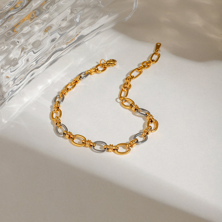 J&D Modern Minimalist Stainless Steel Bracelet Gold Plated European and American Personality Hip Hop Splicing Bracelet