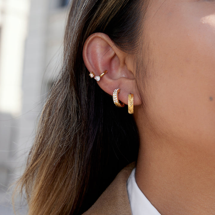 J&D Classic Braided Hoop Earring 18K Gold Stainless Steel Minimalist Trendy Braided Texture Earrings