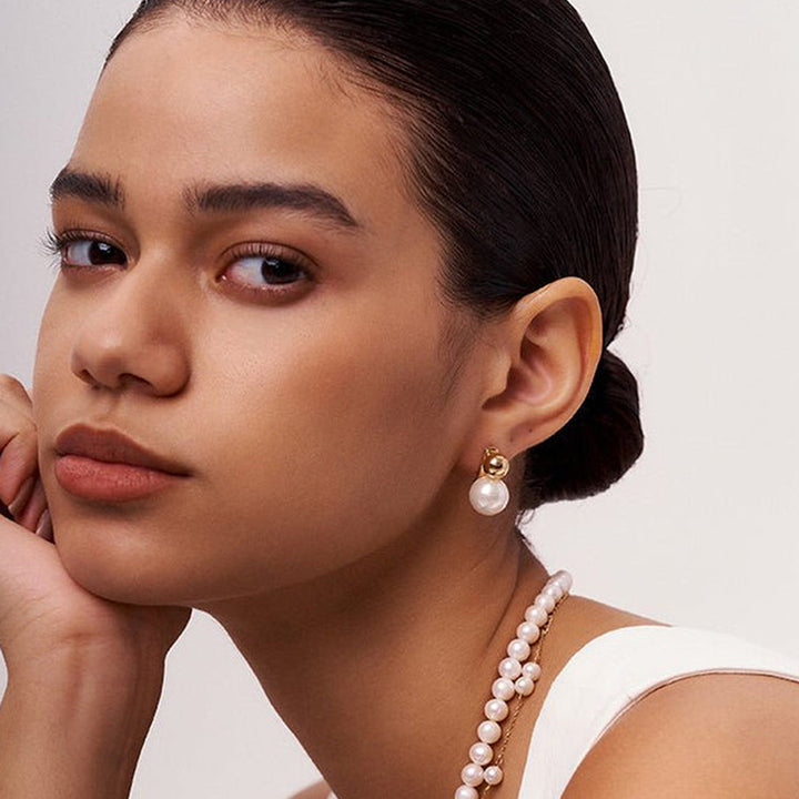 Pearl Stud Earring Stainless Steel Pearl Earring Fashion Jewelry 18K Gold Plated Glass Pearl Earring Gift for Girl Women