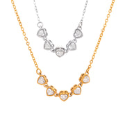 J&D 18K Gold PVD Stainless Steel Tennis Necklace White Heart Zirconia Inlaid Tarnish Free Radiant Dainty Female Luxury Jewelry