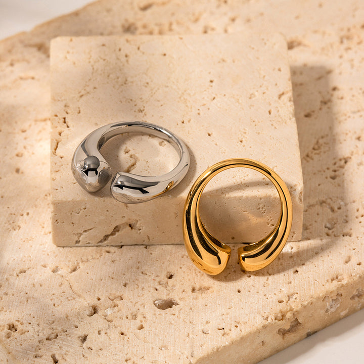2023 New Trend 18K Gold Plated Chunky Ring Irregular Open Rings Stainless Steel Fashion Jewelry