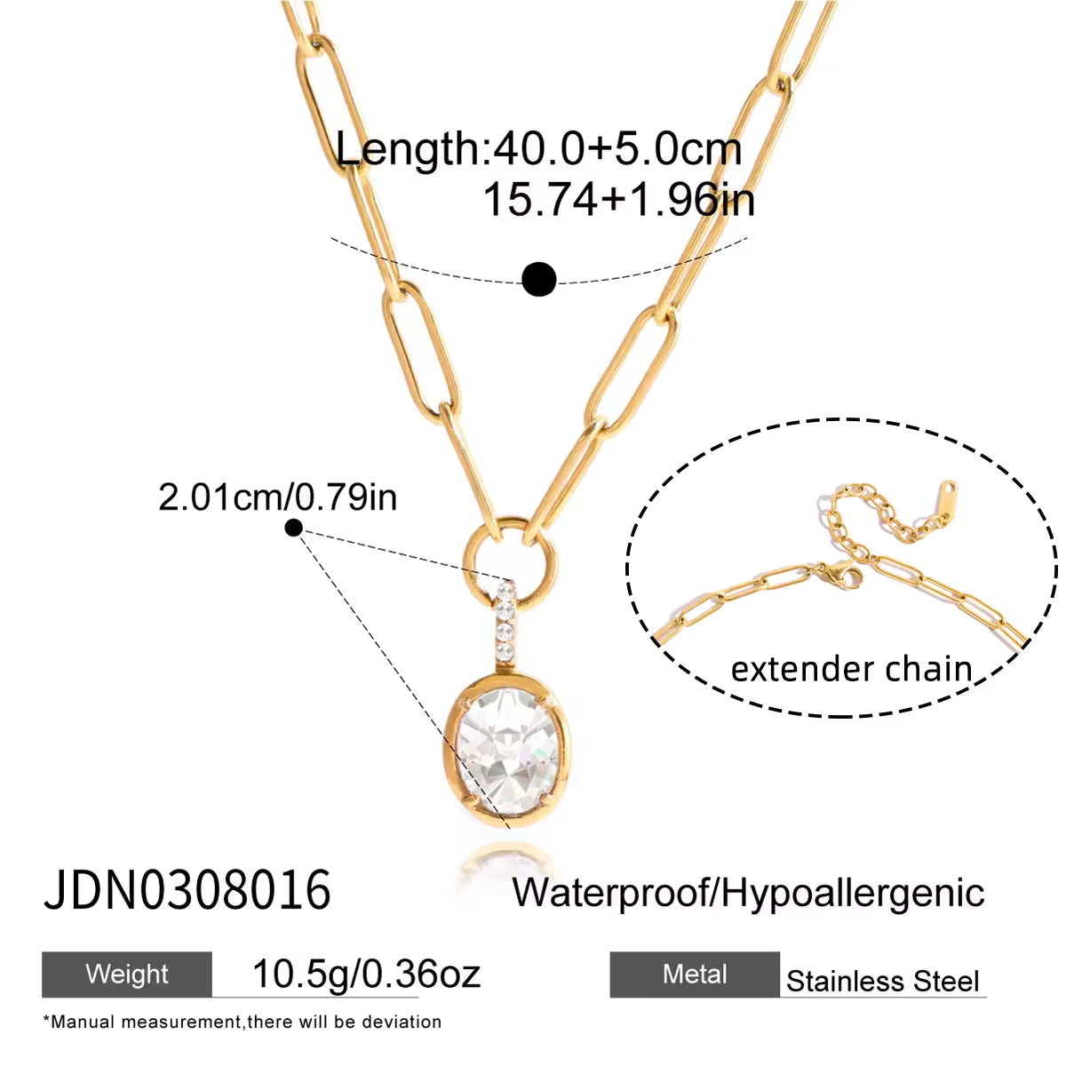 Women Fashion Pendant Necklace 18K Gold Dainty Delicate White Zircon Bead Chain Ring Pendant Necklace